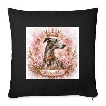 Royal Greyhound Portrait with Crown - Sofa pillowcase 17,3'' x 17,3'' (45 x 45 cm) - black - Front