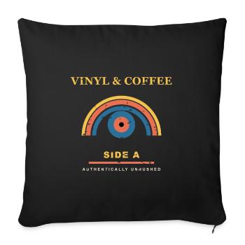 Vinyl & Coffee - Sofakissenbezug 45 x 45 cm - Schwarz - Vorne
