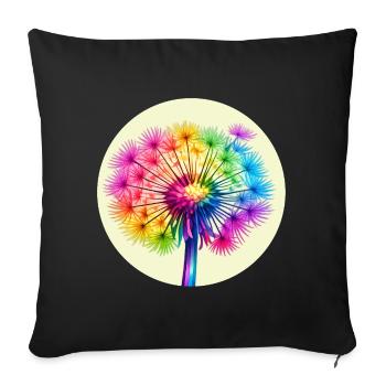 Regenbogen-Pusteblume  - Sofakissenbezug 45 x 45 cm - Schwarz - Vorne