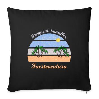 Frequent Traveler Fuerteventura Retro - Sofakissenbezug 45 x 45 cm - Schwarz - Vorne