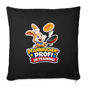 Hase Pfannkuchen Profi im Training Koch Motiv - Sofakissenbezug 45 x 45 cm - Schwarz - Vorne