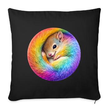 Regenbogen-Eichhörnchen - Sofakissenbezug 45 x 45 cm - Schwarz - Vorne