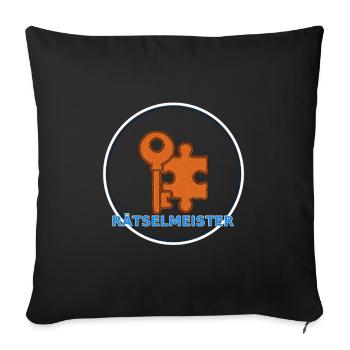 Rätselmeister – Team-Shirt für Escape-Gewinner - Sofakissenbezug 45 x 45 cm - Schwarz - Vorne