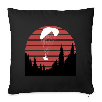 Gleitschirm_uber_Wald - Sofakissenbezug 45 x 45 cm - Schwarz - Vorne