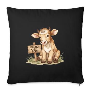 Amis Pas Nourriture Veau Droits des animaux véganes - Housse de coussin décorative 45 x 45 cm - noir - Devant
