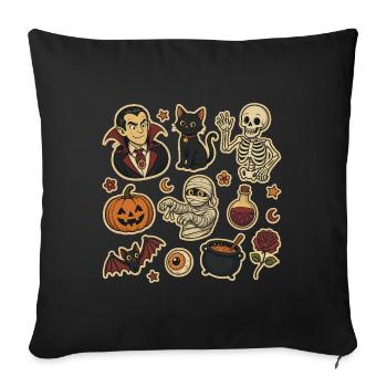 Grusel-Halloween Sticker-Set - Sofakissenbezug 45 x 45 cm - Schwarz - Vorne