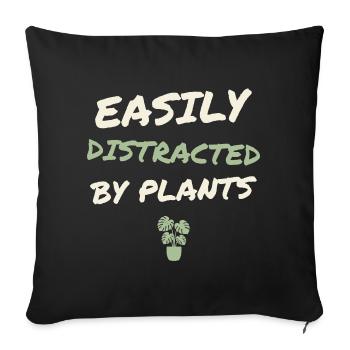 Facilement distrait par les plantes - Housse de coussin décorative 45 x 45 cm - noir - Devant