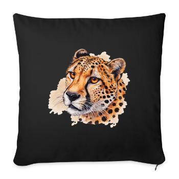 Wasserfarben optik Gepardenkopf - Sofakissenbezug 45 x 45 cm - Schwarz - Vorne