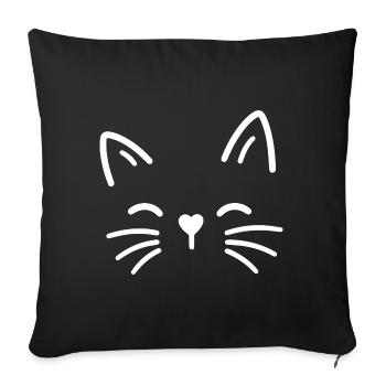 Cute cat with heart nose - Sofa pillowcase 17,3'' x 17,3'' (45 x 45 cm) - black - Front