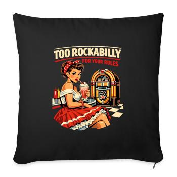 Too Rockabilly For Your Rules: 50s Diner PinUp - Sofa pillowcase 17,3'' x 17,3'' (45 x 45 cm) - black - Front