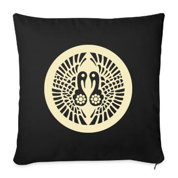 Vintage Oriental Pale Yellow Ikko Ikki Japan Mon - Sofa pillowcase 17,3'' x 17,3'' (45 x 45 cm) - black - Front