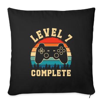 level 7 complete – Child 7 years old - Sofa pillowcase 17,3'' x 17,3'' (45 x 45 cm) - black - Front
