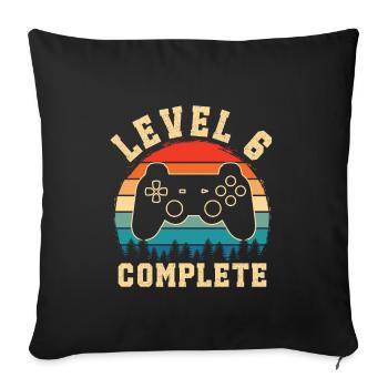 level 6 complete – Child 6 years old - Sofa pillowcase 17,3'' x 17,3'' (45 x 45 cm) - black - Front