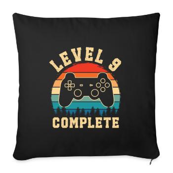 Level 9 complete – Child 9 years old - Sofa pillowcase 17,3'' x 17,3'' (45 x 45 cm) - black - Front