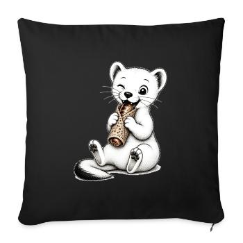 Vaelosek l hermine galette saucisse  - Housse de coussin décorative 45 x 45 cm - noir - Devant