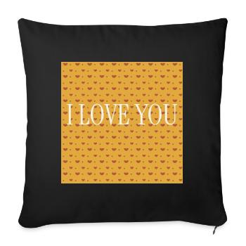 I Love You Orange Heart Pattern - Sofa pillowcase 17,3'' x 17,3'' (45 x 45 cm) - black - Front
