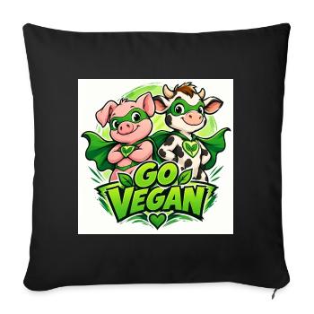 Adoptez les super-héros véganes - Housse de coussin décorative 45 x 45 cm - noir - Devant