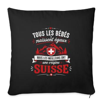 Bébés égaux meilleurs ont un papa Suisse - Housse de coussin décorative 45 x 45 cm - noir - Devant