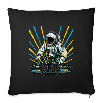 Astronaut DJ Laser - Sofa pillowcase 17,3'' x 17,3'' (45 x 45 cm) - black - Front