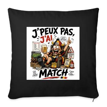 J'peux pas j'ai match - Housse de coussin décorative 45 x 45 cm - noir - Devant