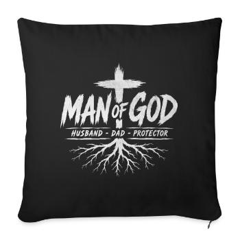 Man of God: Husband Dad Protector - Christian - Sofa pillowcase 17,3'' x 17,3'' (45 x 45 cm) - black - Front