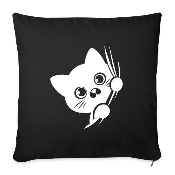 Baffled cat behind the curtain - Sofa pillowcase 17,3'' x 17,3'' (45 x 45 cm) - black - Front