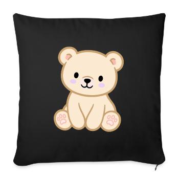 Colourful teddy bear for children - Sofa pillowcase 17,3'' x 17,3'' (45 x 45 cm) - black - Front