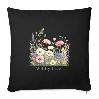Colorful Flower Meadow – Happy Summer Nature Graphic - Sofa pillowcase 17,3'' x 17,3'' (45 x 45 cm) - black - Front