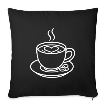 Coffee with a heart for coffee lovers - Sofa pillowcase 17,3'' x 17,3'' (45 x 45 cm) - black - Front