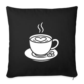 Coffee cup with heart for connoisseurs - Sofa pillowcase 17,3'' x 17,3'' (45 x 45 cm) - black - Front
