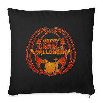 Joyeux Metal Halloween Drum Pumpkin - Housse de coussin décorative 45 x 45 cm - noir - Devant