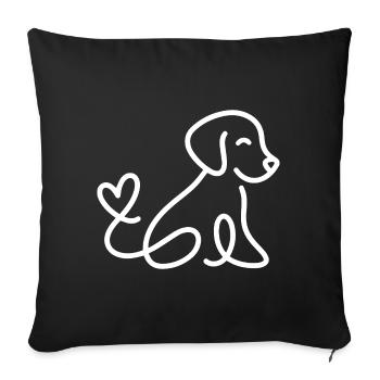 Cute dog with heart on tail - Sofa pillowcase 17,3'' x 17,3'' (45 x 45 cm) - black - Front