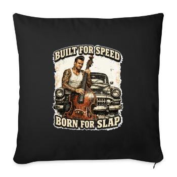 Rockabilly Double Bass Voiture Classique - Conçue pour la vitesse - Housse de coussin décorative 45 x 45 cm - noir - Devant