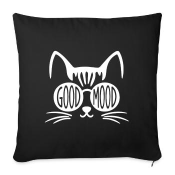 Good Mood Cat with Round Glasses - Sofa pillowcase 17,3'' x 17,3'' (45 x 45 cm) - black - Front