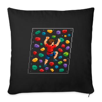 Mur d’escalade rétro pixel art en bloc 8 bits - Housse de coussin décorative 45 x 45 cm - noir - Devant