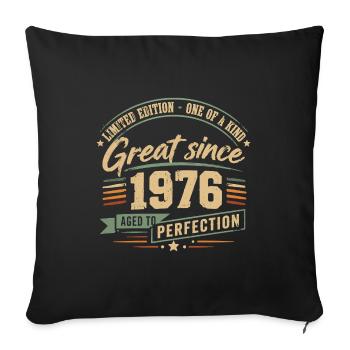 1976 Vintage Vintage Anniversaire Rétro - Housse de coussin décorative 45 x 45 cm - noir - Devant