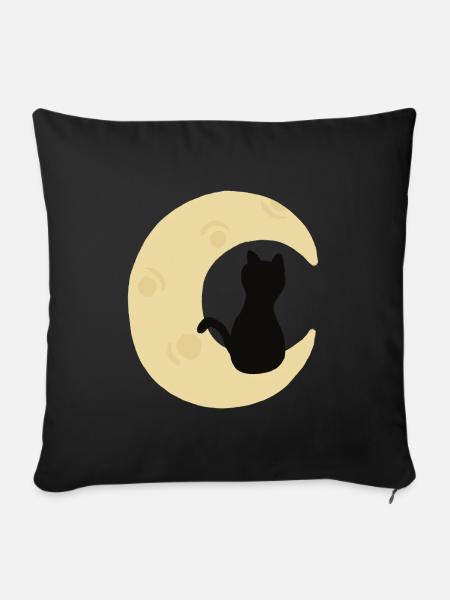 Mondbeschienene Katzensilhouette - Sofakissenbezug 45 x 45 cm - Schwarz