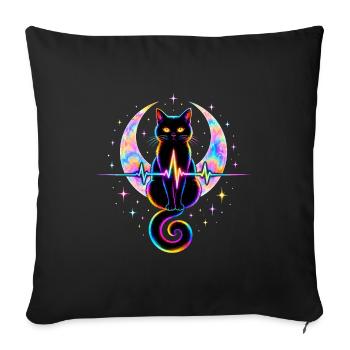 Minimalist Cat Heartbeat - Sofakissenbezug 45 x 45 cm - Schwarz - Vorne