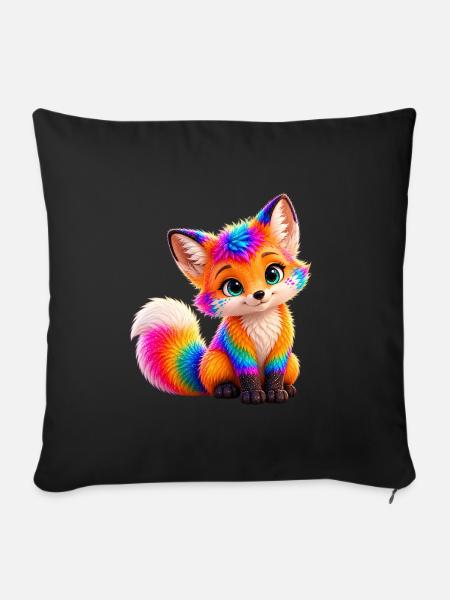 Der kleine Farbenfuchs - Sofakissenbezug 45 x 45 cm - Schwarz