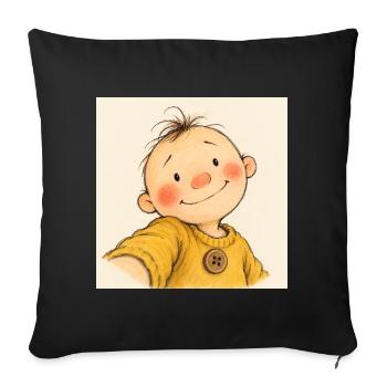 Kleiner Sonnenschein im Gelben Pullover - Sofakissenbezug 45 x 45 cm - Schwarz - Vorne