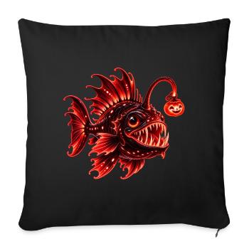 Roter biolumineszenter Laternenfisch - Sofakissenbezug 45 x 45 cm - Schwarz - Vorne