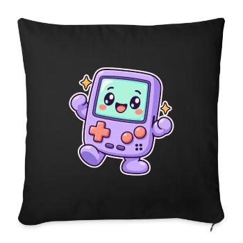Happy Retro Gaming Console – Süßer Pastell-Gamer - Sofakissenbezug 45 x 45 cm - Schwarz - Vorne