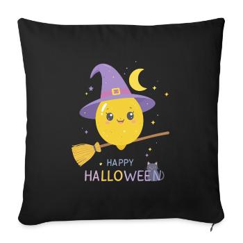 Zitronenhexe Happy Halloween - Sofakissenbezug 45 x 45 cm - Schwarz - Vorne