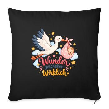 Wunder geschehen wirklich Storch Baby - Sofakissenbezug 45 x 45 cm - Schwarz - Vorne