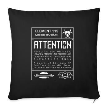 Element 115 S4 Blueprint - Geheime Area 51 - Sofakissenbezug 45 x 45 cm - Schwarz - Vorne