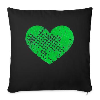 Heart with holes (green) - Sofa pillowcase 17,3'' x 17,3'' (45 x 45 cm) - black - Front