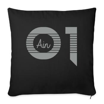 Rhône Alpes Ain 01 - Housse de coussin décorative 45 x 45 cm - noir - Devant