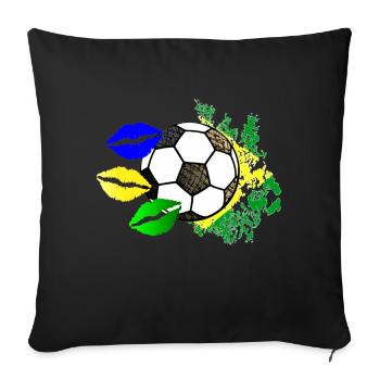 Baiser de football (Brésil) 02 - Housse de coussin décorative 45 x 45 cm - noir - Devant