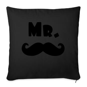 mr moustache - Housse de coussin décorative 45 x 45 cm - noir - Devant