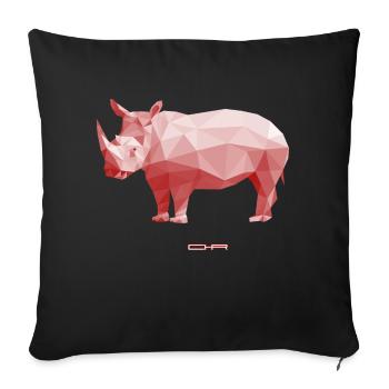 Low Poly Rhino - Sofakissenbezug 45 x 45 cm - Schwarz - Vorne